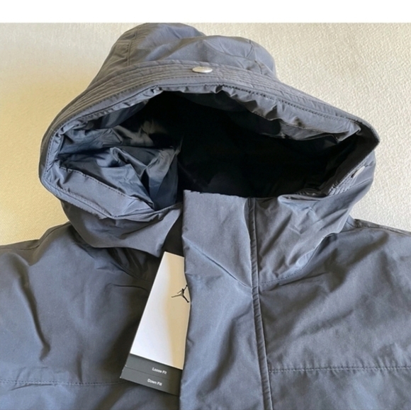 Jordan Nike Down Feathers Loose Fit Dark Gray Hooded Winter Coat . Men's Women's - Picture 14 of 14
